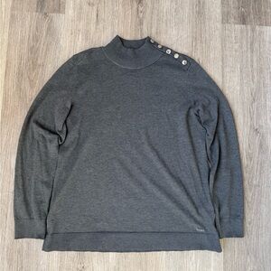 Calvin Klein Gray Knit Sweater | Shoulder Button Detail | Size M